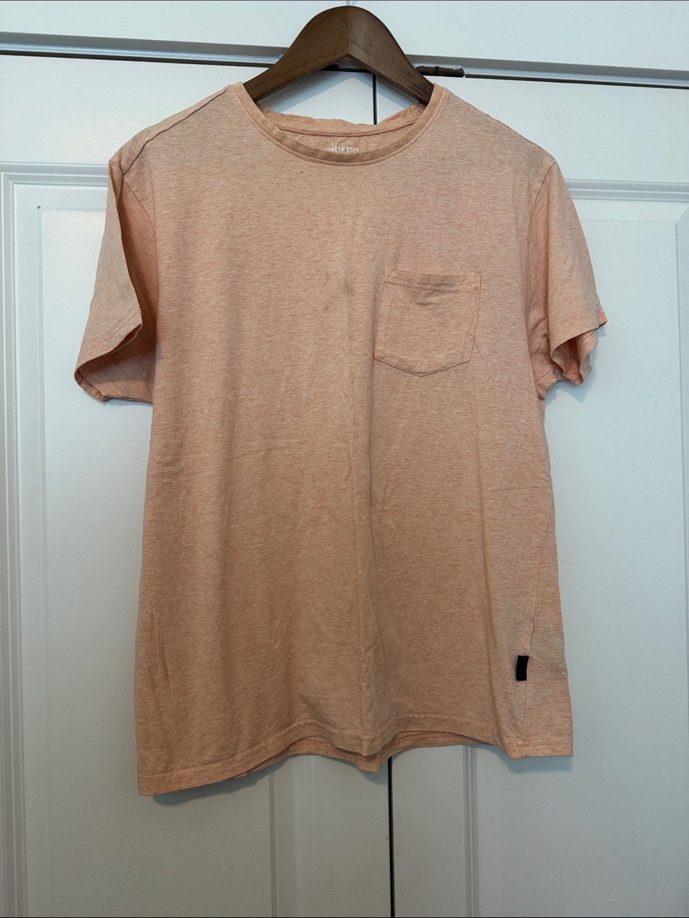 Kenneth Cole New York Light Peach Short Sleeve Pocket T‑Shirt